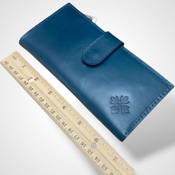 Patricia Nash NAZARI Genuine Leather Bifold Wallet Teal Blue Coral RFID - Picture 10 of 10